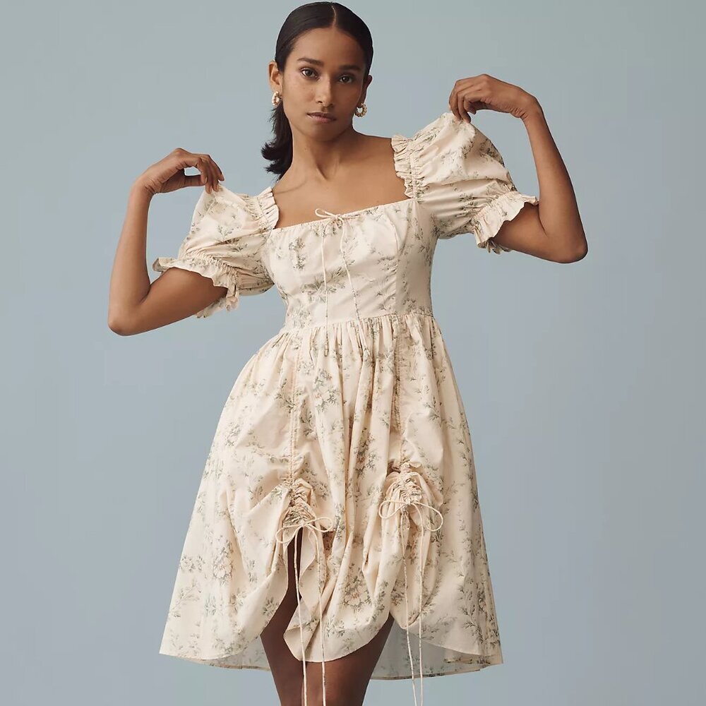 Anthropologie Selkie Puff-Sleeve Villa Romantics Mini Dress